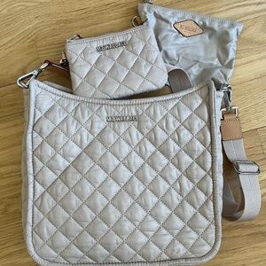 MZ Wallace Box Metro Crossbody & Key Pouch Mushroom EUC